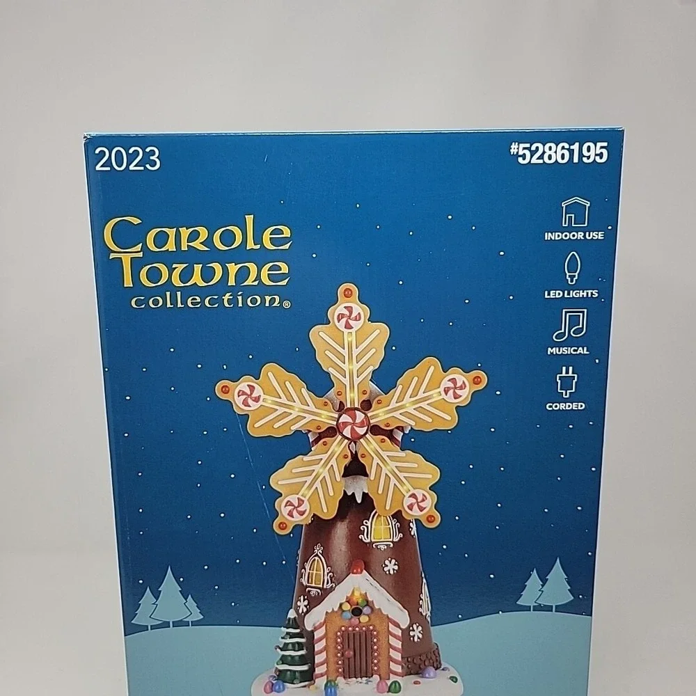 2023 Carole Towne Christmas‎ Village Musical Lighted Gingerbread Windmill House